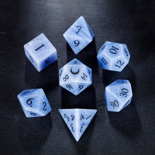 Lace Agate Gemstone Moon DnD D&D Dice Set - CrystalMaggie