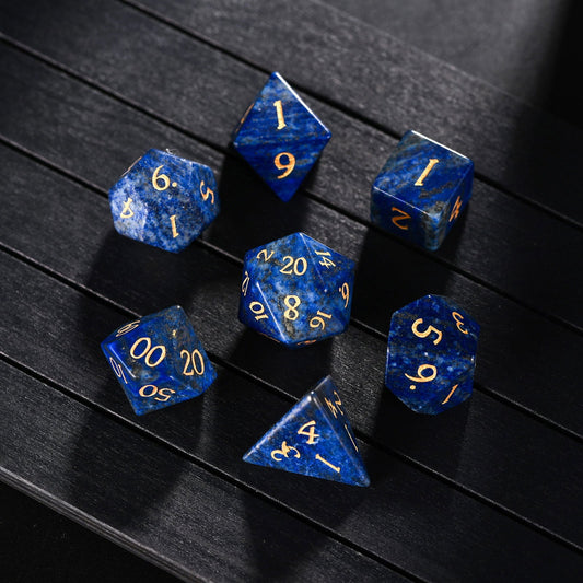 Lapis Lazuli Gemstone DnD D&D Dice Set - CrystalMaggie