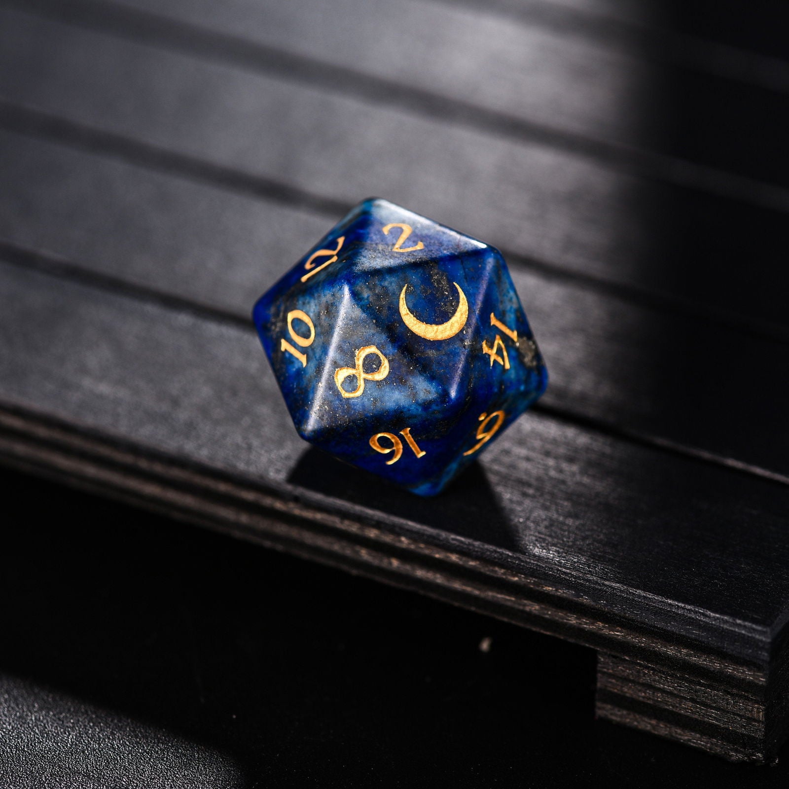 Lapis Lazuli Gemstone Moon DnD D&D Dice Set - CrystalMaggie