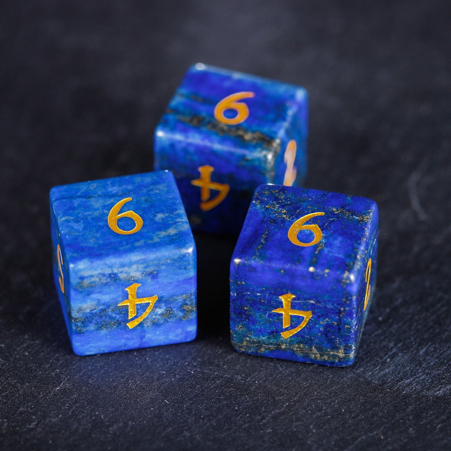 Lapis Lazuli Gemstone Moon DnD D&D Dice Set - CrystalMaggie