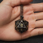 Micro Mini Metal DnD D&D Dice Set Black D20 Dice Cage Necklace - CrystalMaggie