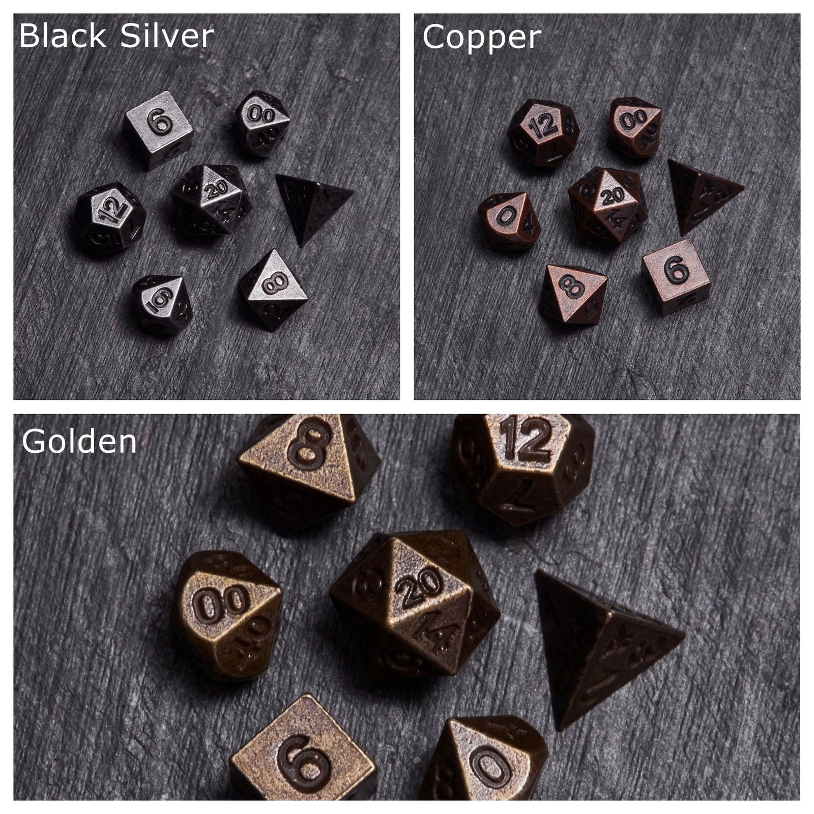 Micro Mini Metal DnD D&D Dice Set Golden Pocket Case - CrystalMaggie