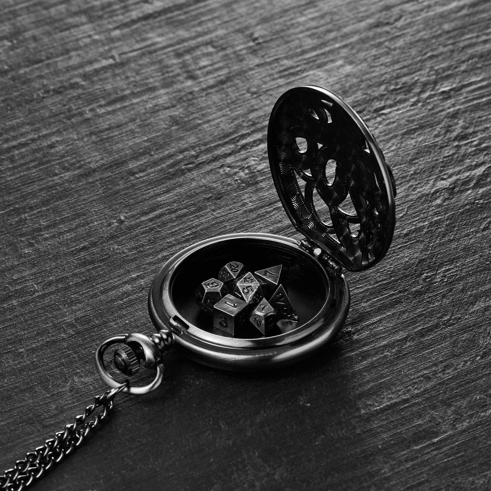 Micro Mini Metal DnD D&D Dice Set Octopus Pocket Case - CrystalMaggie