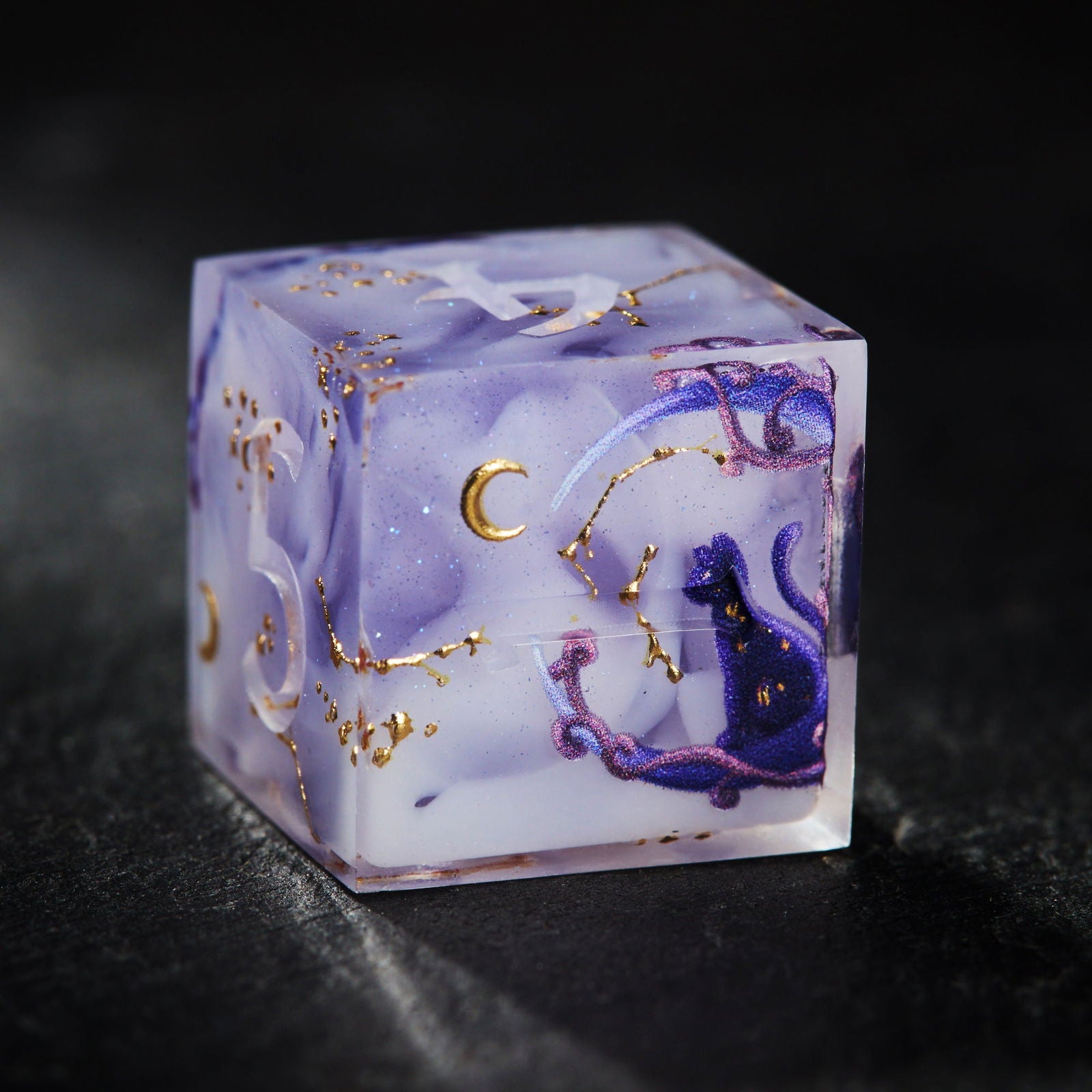 Moon Cat Resin DnD D&D Dice Set - CrystalMaggie