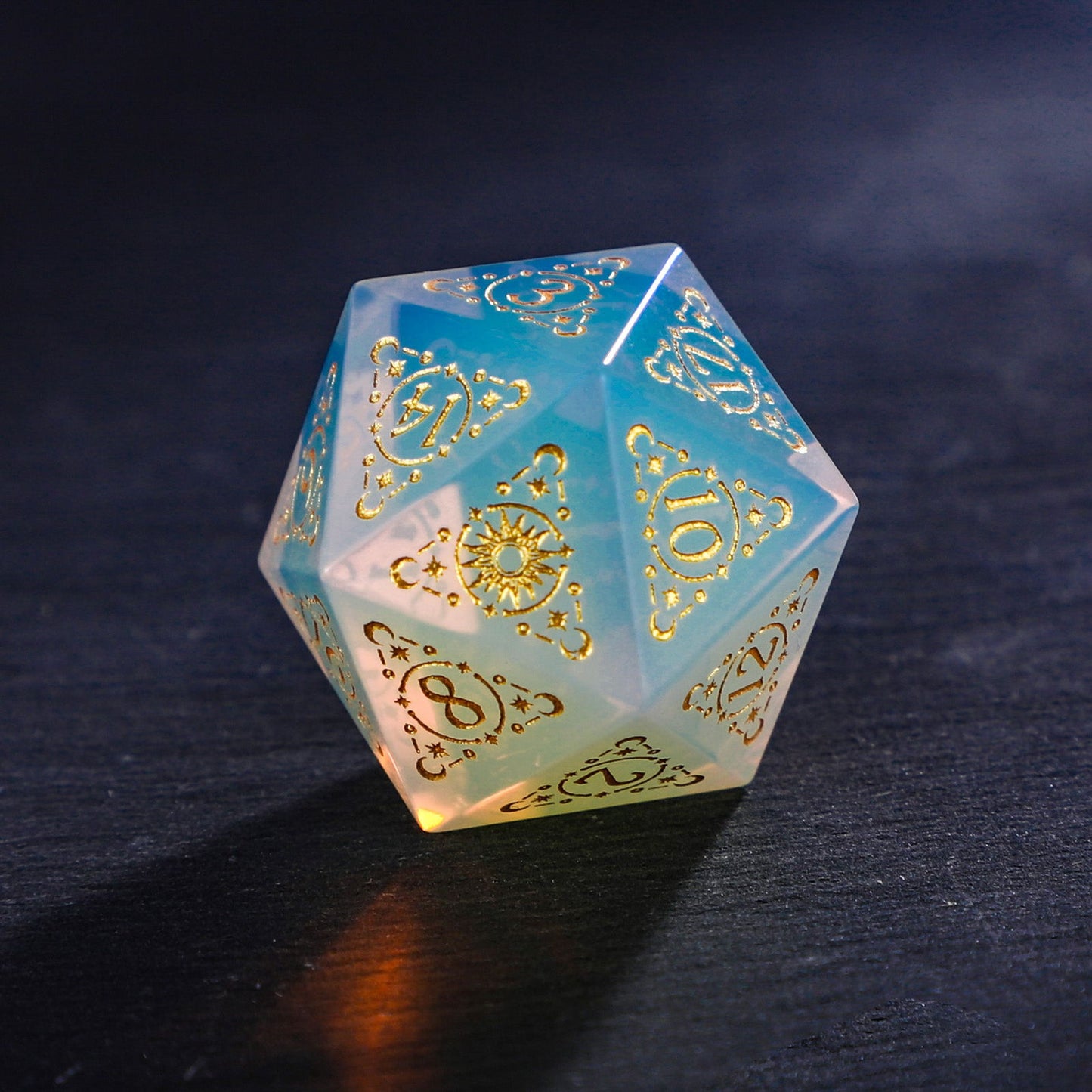 Opalite Gemstone Astrology Motif DnD D&D Dice Set - CrystalMaggie