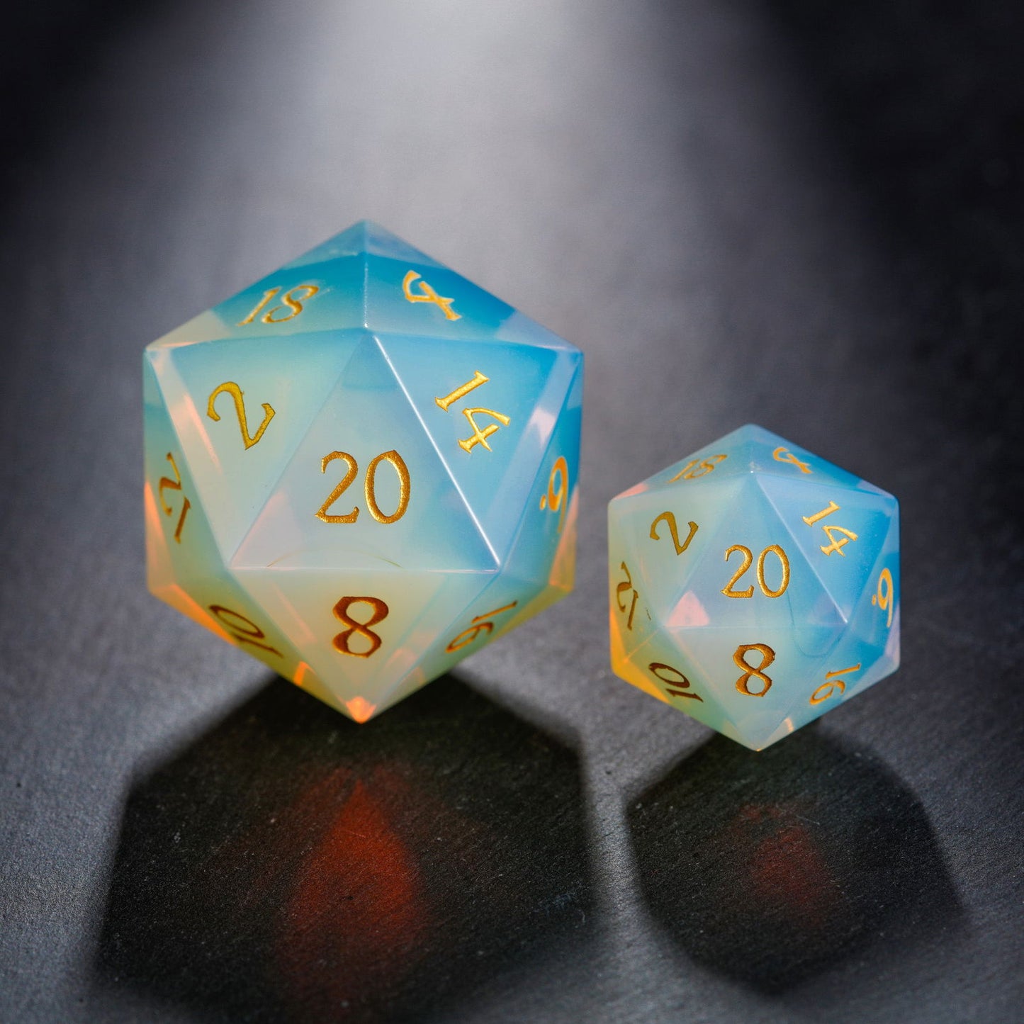 Opalite Gemstone DnD D&D Dice Chonk D20 - CrystalMaggie