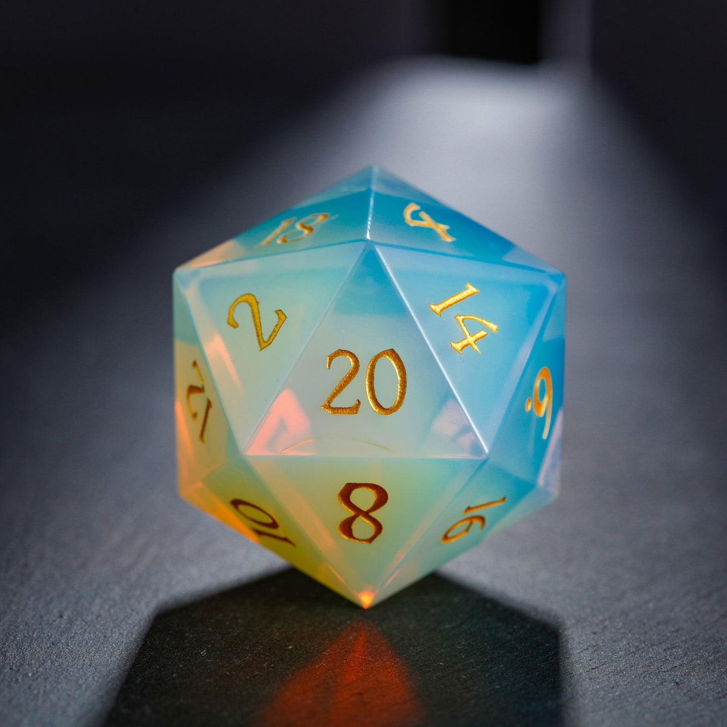 Opalite Gemstone DnD D&D Dice Chonk D20 - CrystalMaggie