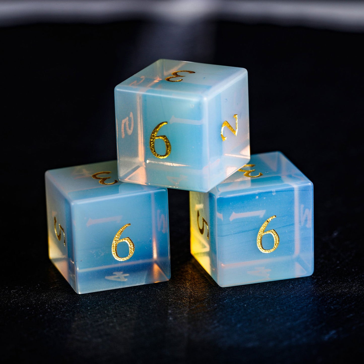 Opalite Gemstone DnD D&D Dice D6 - CrystalMaggie