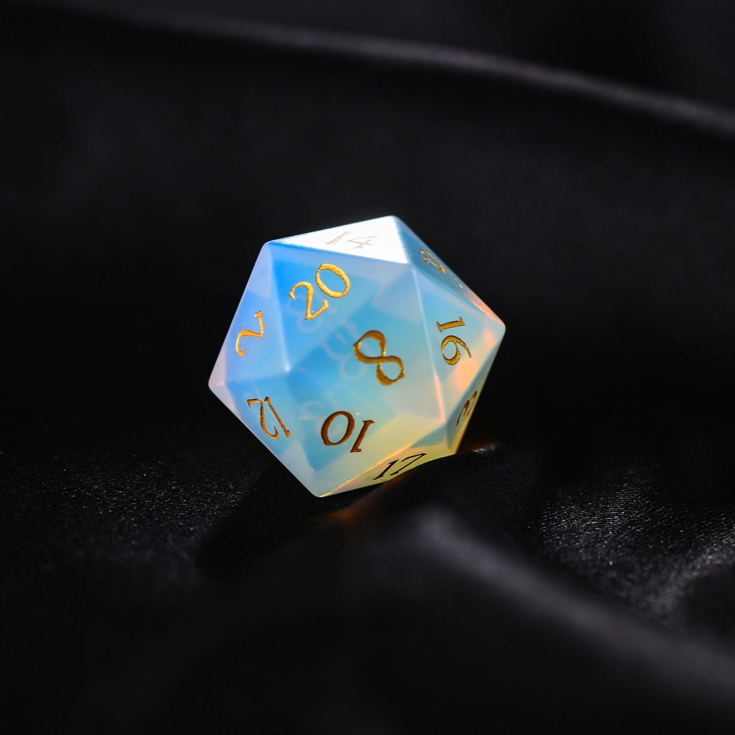 Opalite Gemstone DnD D&D Dice Set - CrystalMaggie