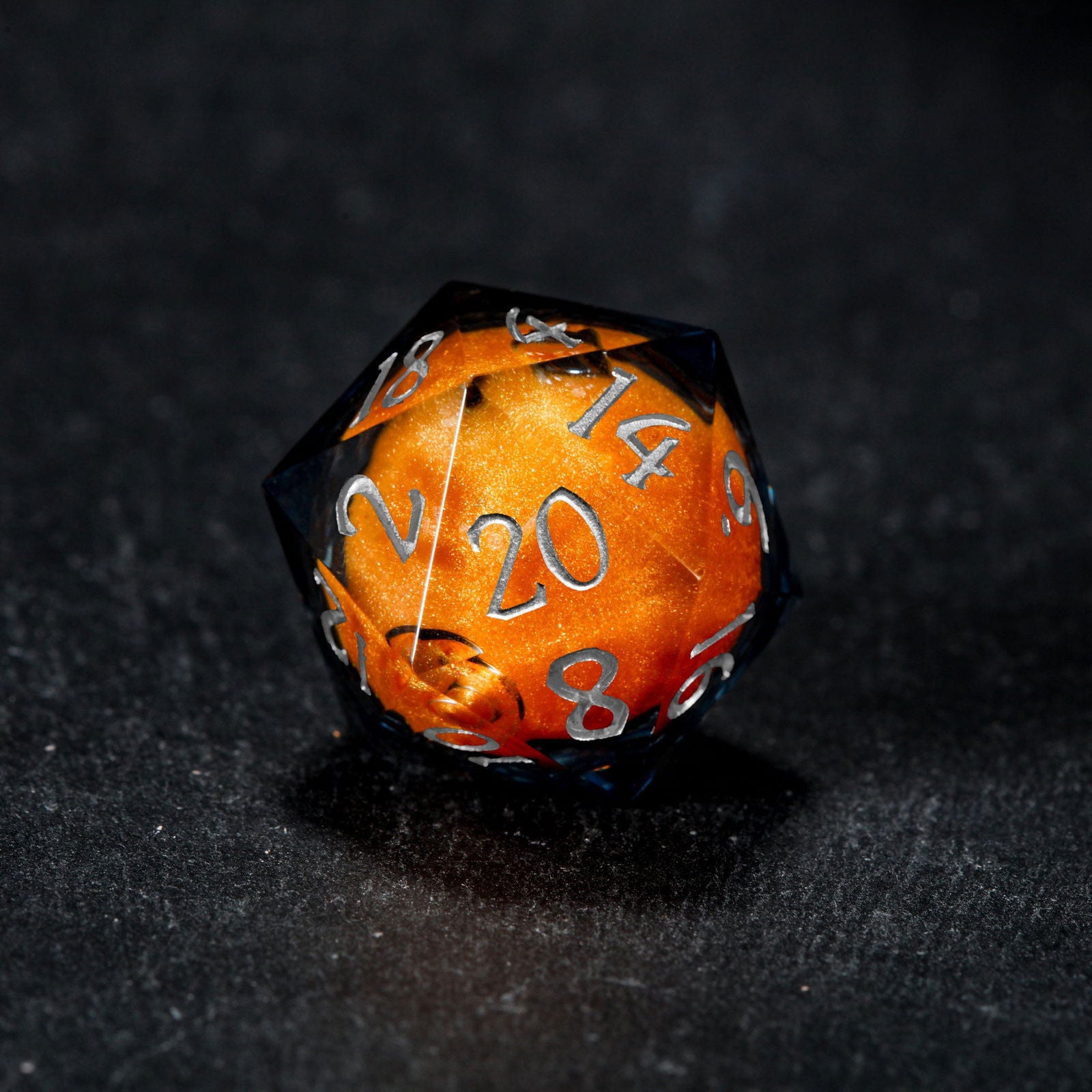 Orange Sand Liquid Core Resin DnD D&D Dice Set - CrystalMaggie