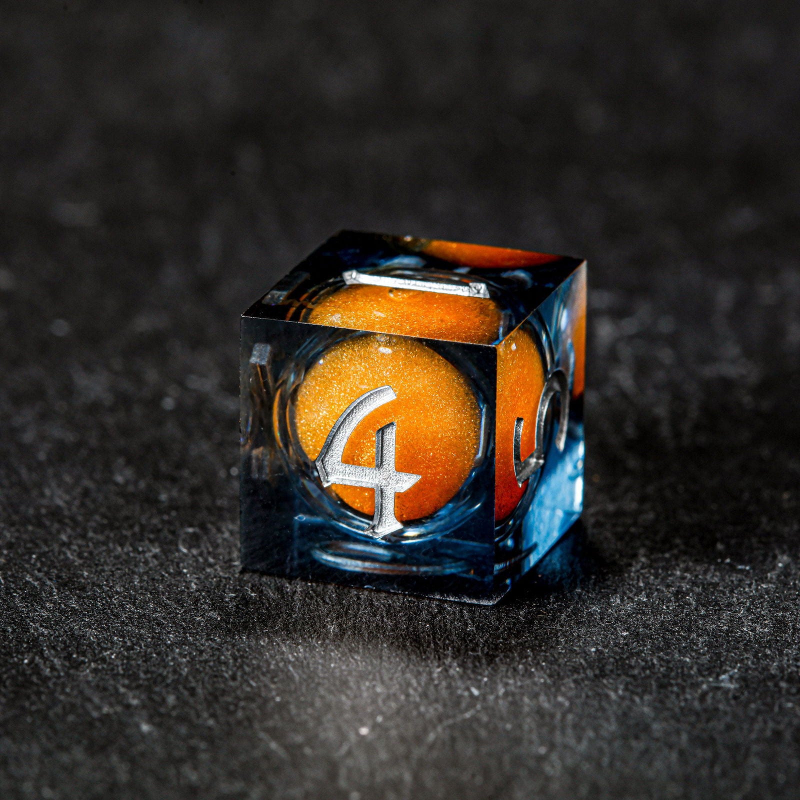 Orange Sand Liquid Core Resin DnD D&D Dice Set - CrystalMaggie