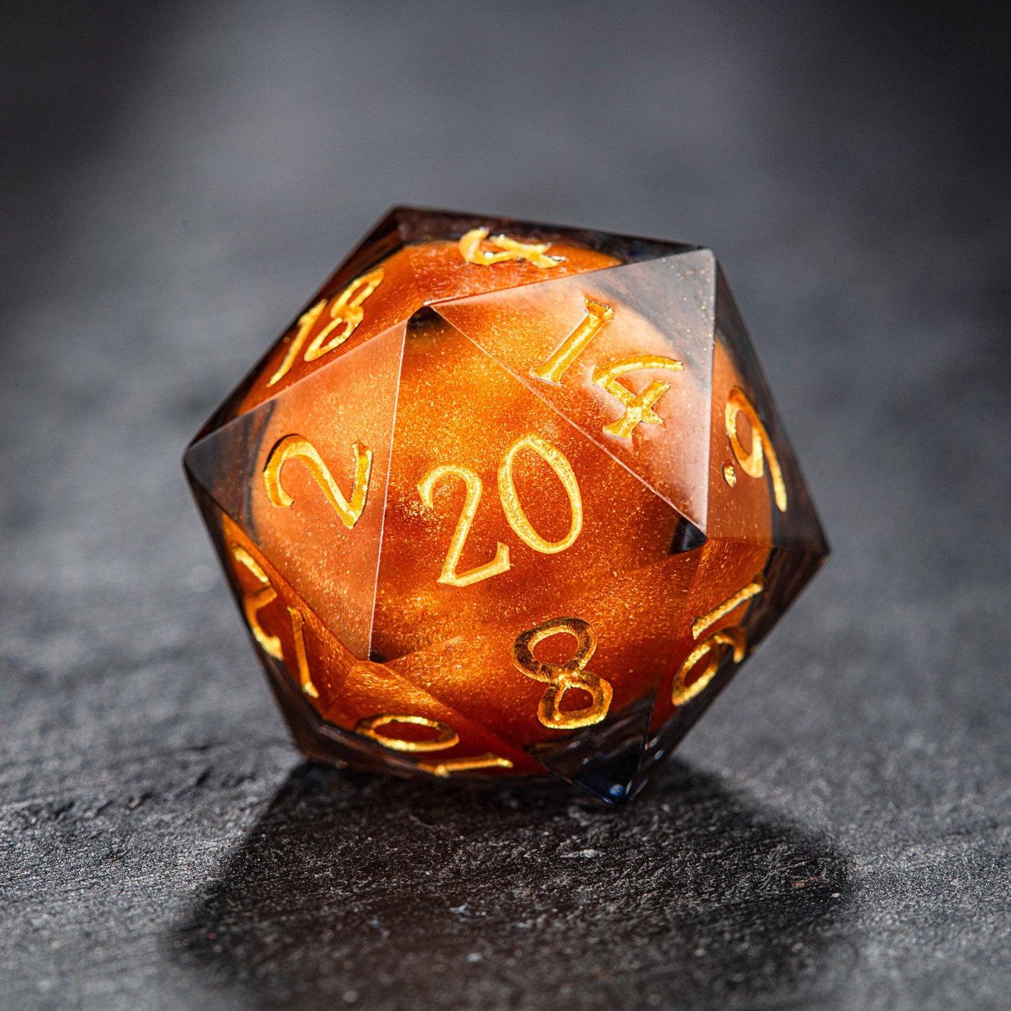 Orange Sand Liquid Core Resin DnD D&D Dice Set - CrystalMaggie