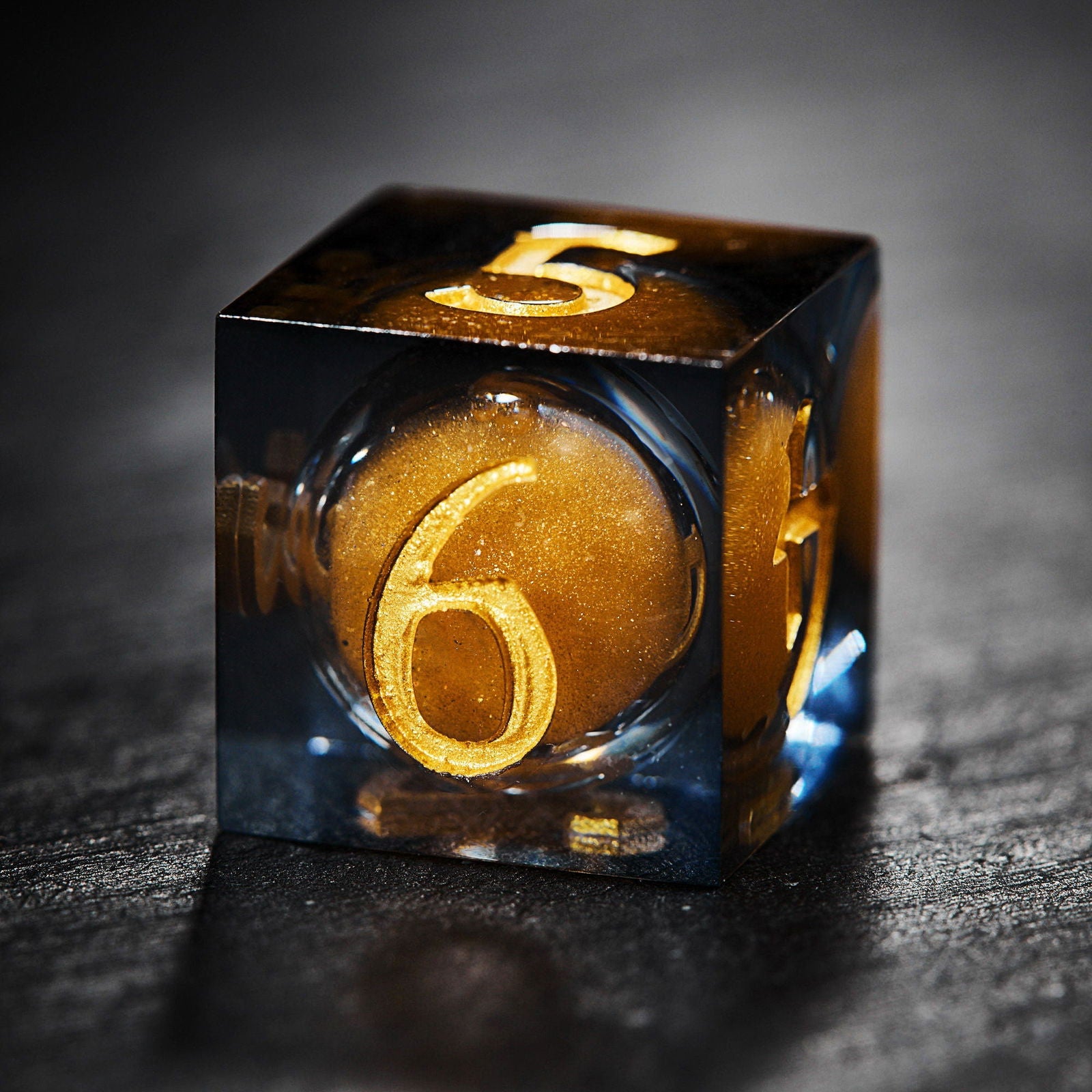 Orange Sand Liquid Core Halloween Pumpkin DnD D&D Dice