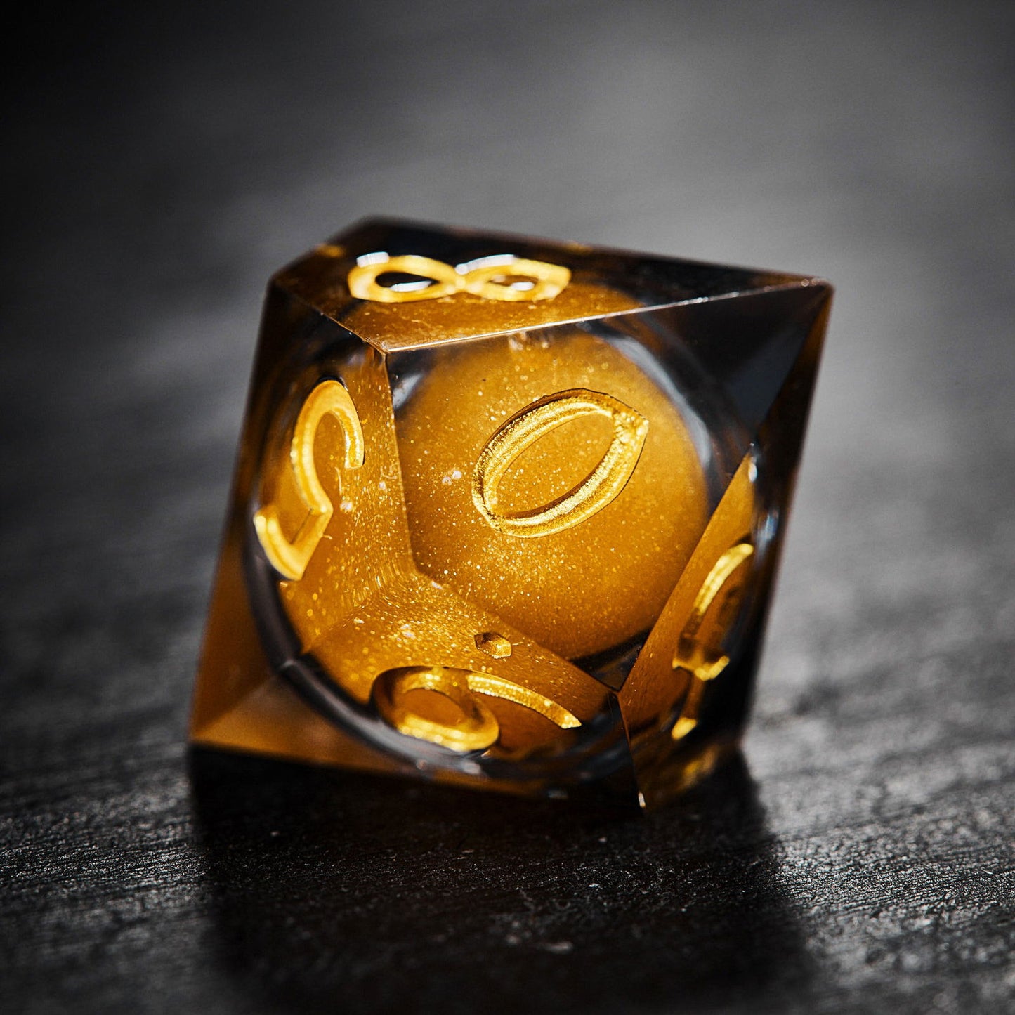 Orange Sand Liquid Core Resin Halloween Pumpkin DnD D&D Dice Set - CrystalMaggie