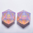 Pink Opalite Gemstone Bunny F*ck DnD D&D Dice Set - CrystalMaggie