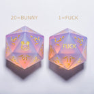 Pink Opalite Gemstone Bunny F*ck DnD D&D Dice Set - CrystalMaggie