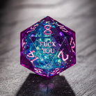 Purple Blue Glitter Resin F Word DnD D&D Dice Set - CrystalMaggie