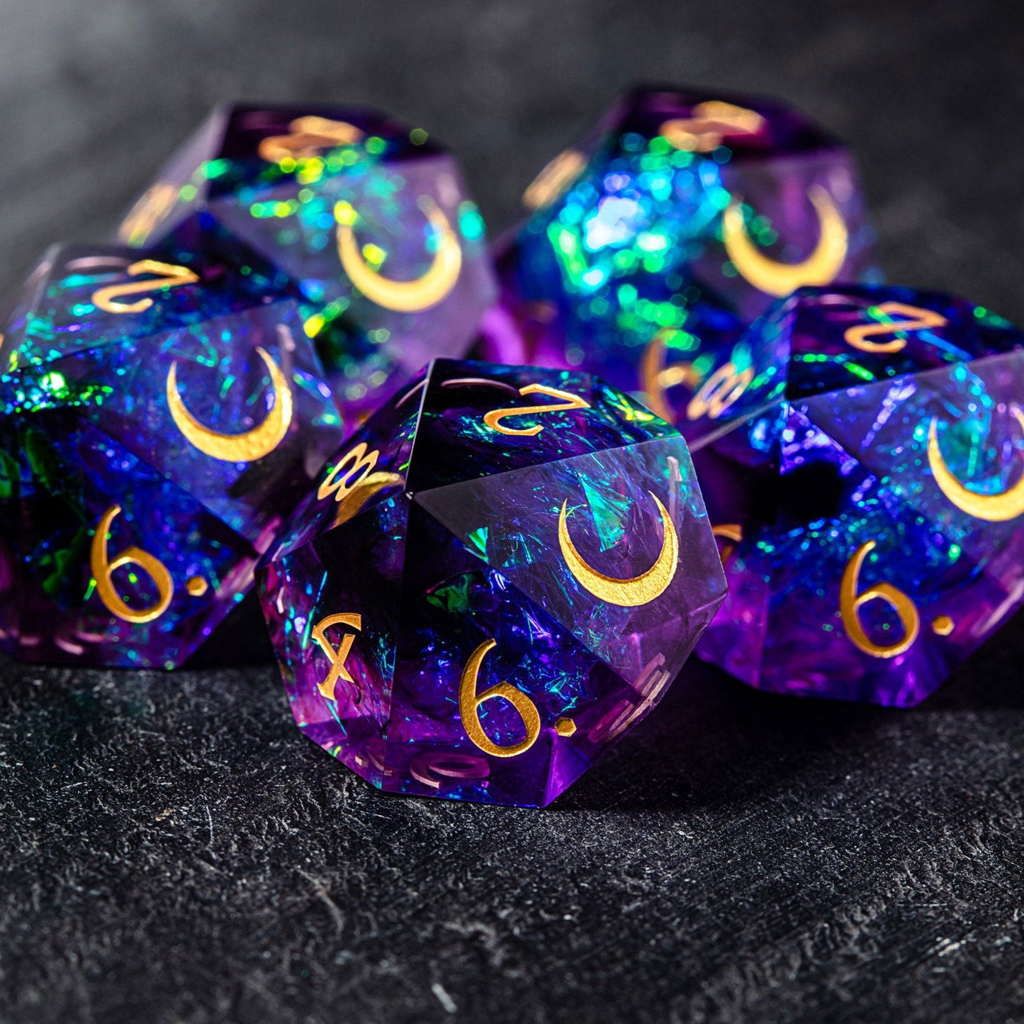 Purple Glitter Galaxy Resin  Dice Vampire Dice D10 - CrystalMaggie