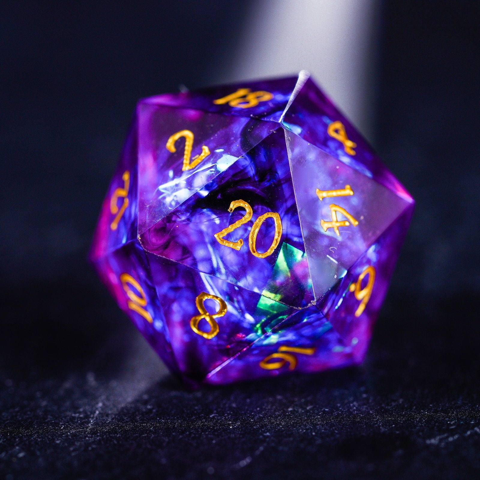 Purple Glitter Galaxy Resin DnD D&D Dice D6 - CrystalMaggie