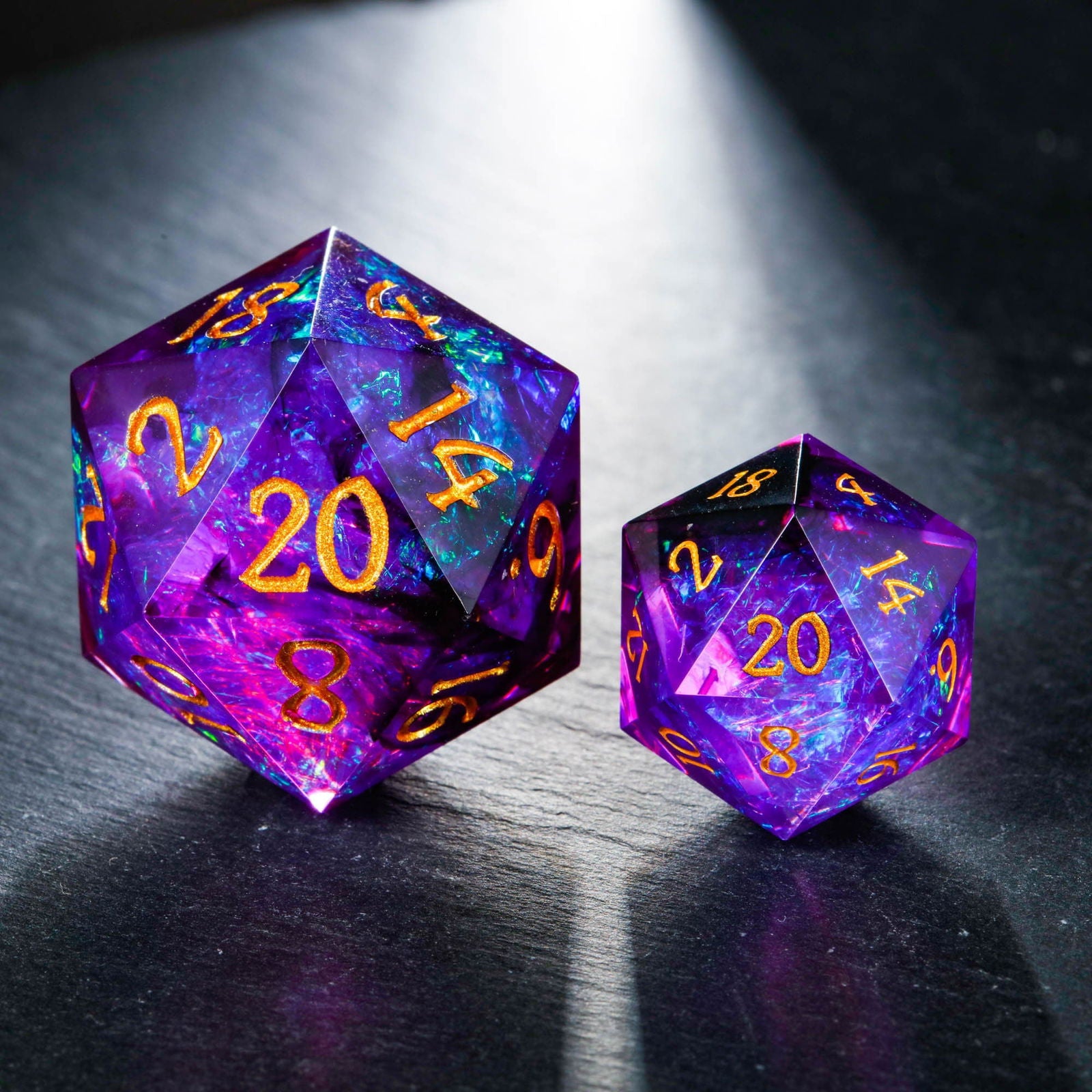 Purple Glitter Galaxy Resin DnD D&D Dice D6 - CrystalMaggie