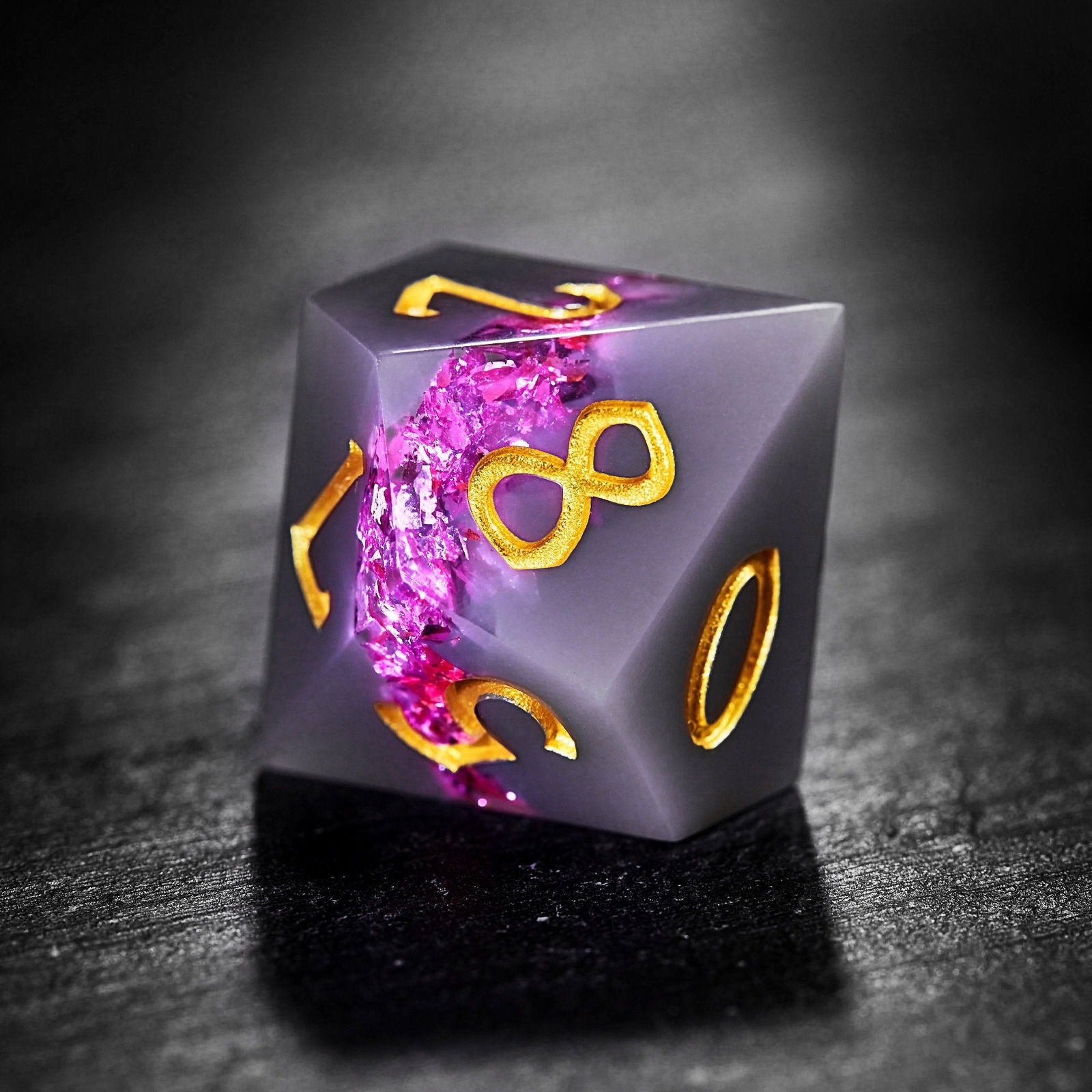 Purple Goldleaf Resin DnD D&D Dice Set - CrystalMaggie