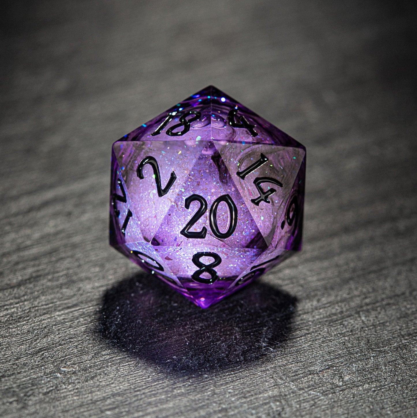 Purple Liquid Core Resin Galaxy DnD D&D D20 Necklace - CrystalMaggie