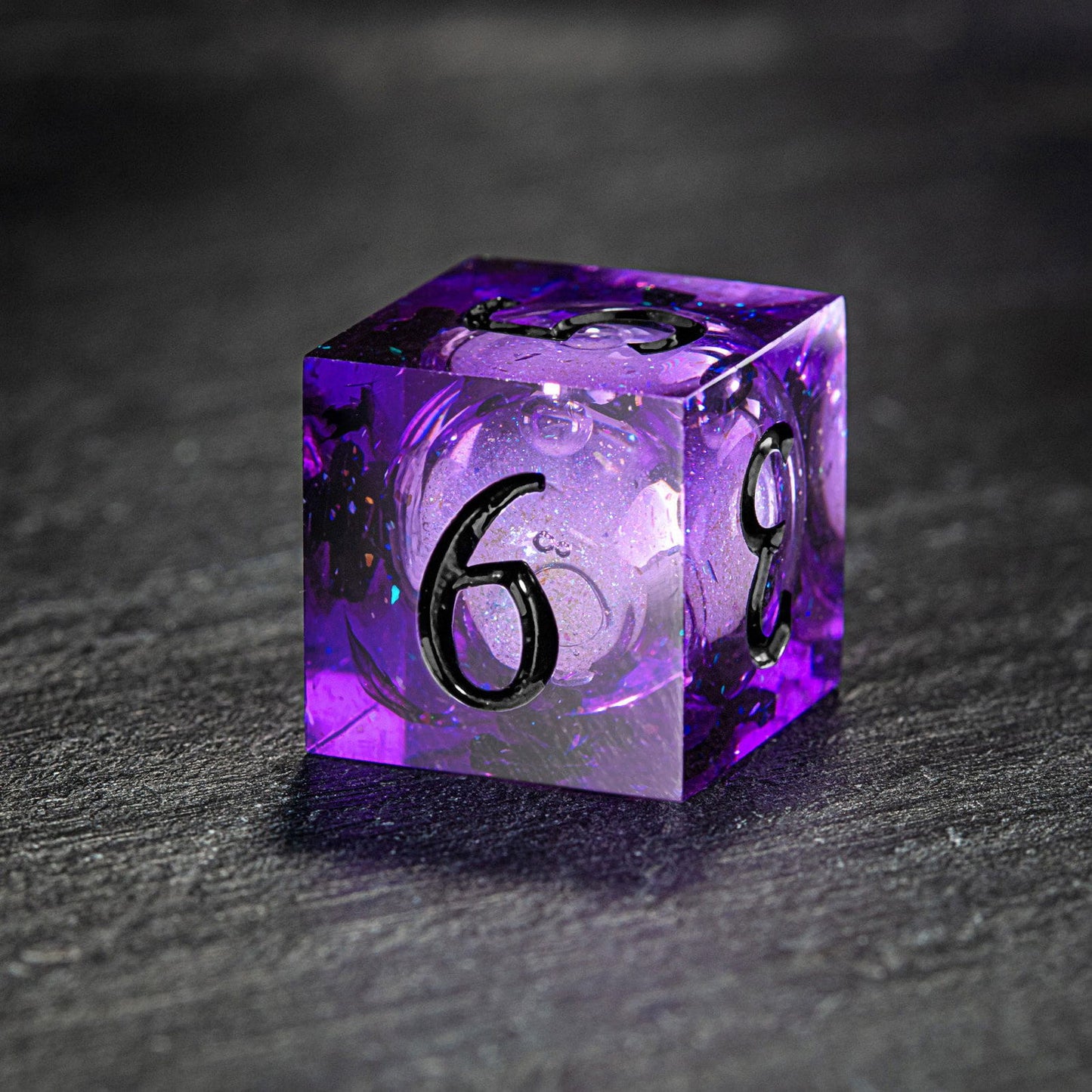 Purple Liquid Core Resin Galaxy DnD D&D D20 Necklace - CrystalMaggie