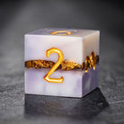 Purple White Goldleaf Resin DnD D&D Dice Set - CrystalMaggie