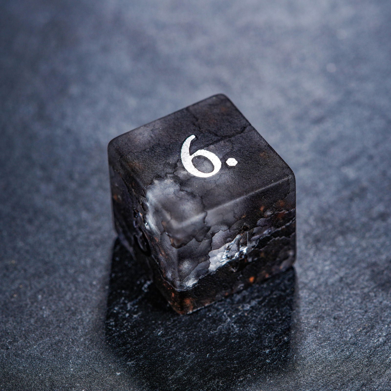 Raised Black Lightning Glass DnD D&D Dice Set - CrystalMaggie