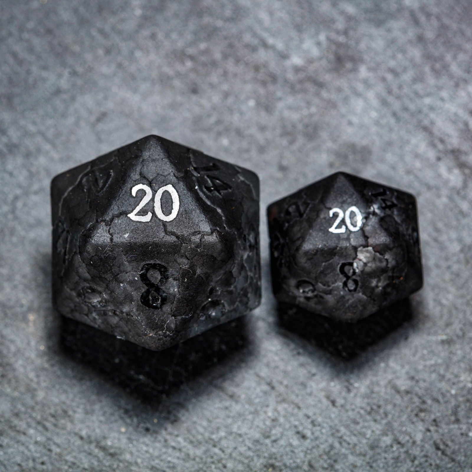 Raised Black Lightning Glass DnD D&D Dice Set - CrystalMaggie