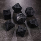 Raised Black Obsidian Gemstone DnD D&D Dice Set - CrystalMaggie