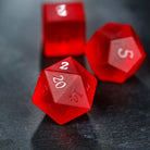 Raised Blood Red Glass DnD D&D Dice Set - CrystalMaggie