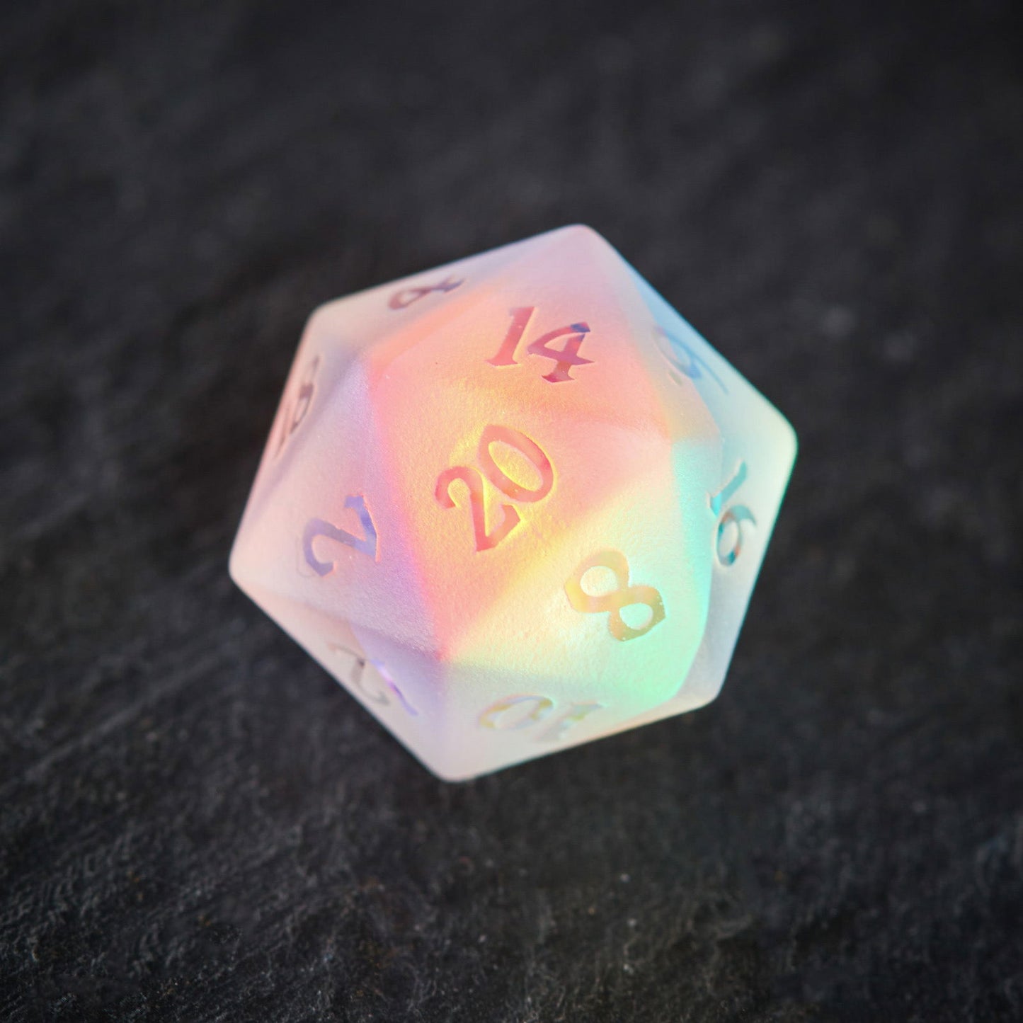 Raised Fantastic Glass DnD D&D Dice Set - CrystalMaggie