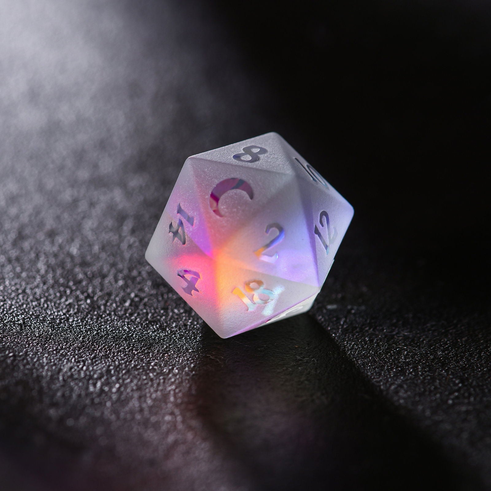 Raised Fantastic Glass Moon DnD D&D Dice Set - CrystalMaggie