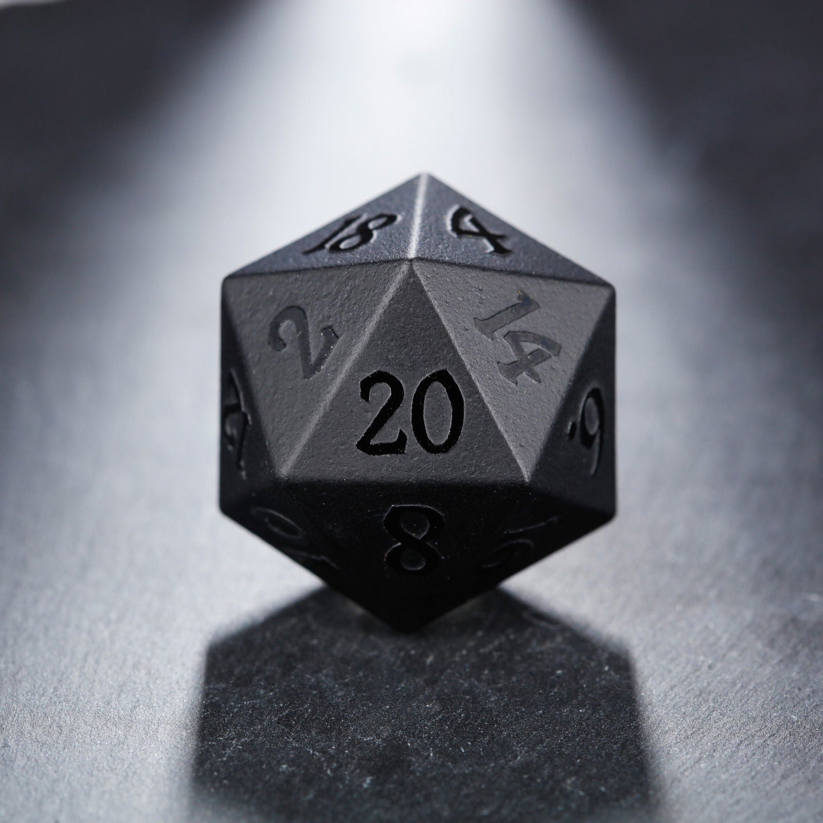 Raised Obsidian Gemstone DnD D&D Dice Chonk D20 - CrystalMaggie