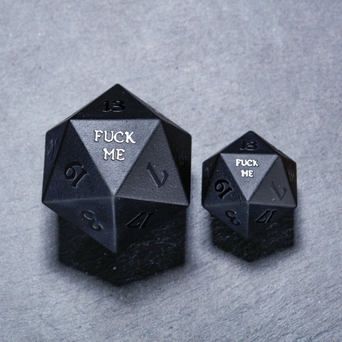 Raised Obsidian Gemstone F Word DnD D&D Dice Chonk D20 - CrystalMaggie