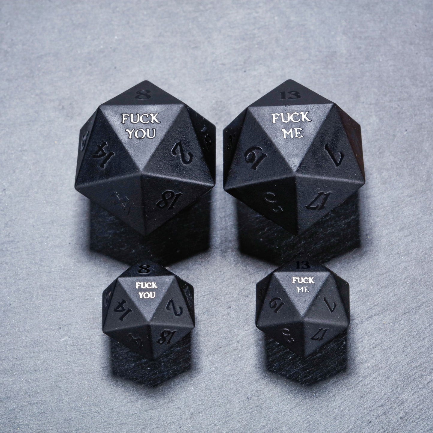 Raised Obsidian Gemstone F Word DnD D&D Dice Chonk D20 - CrystalMaggie