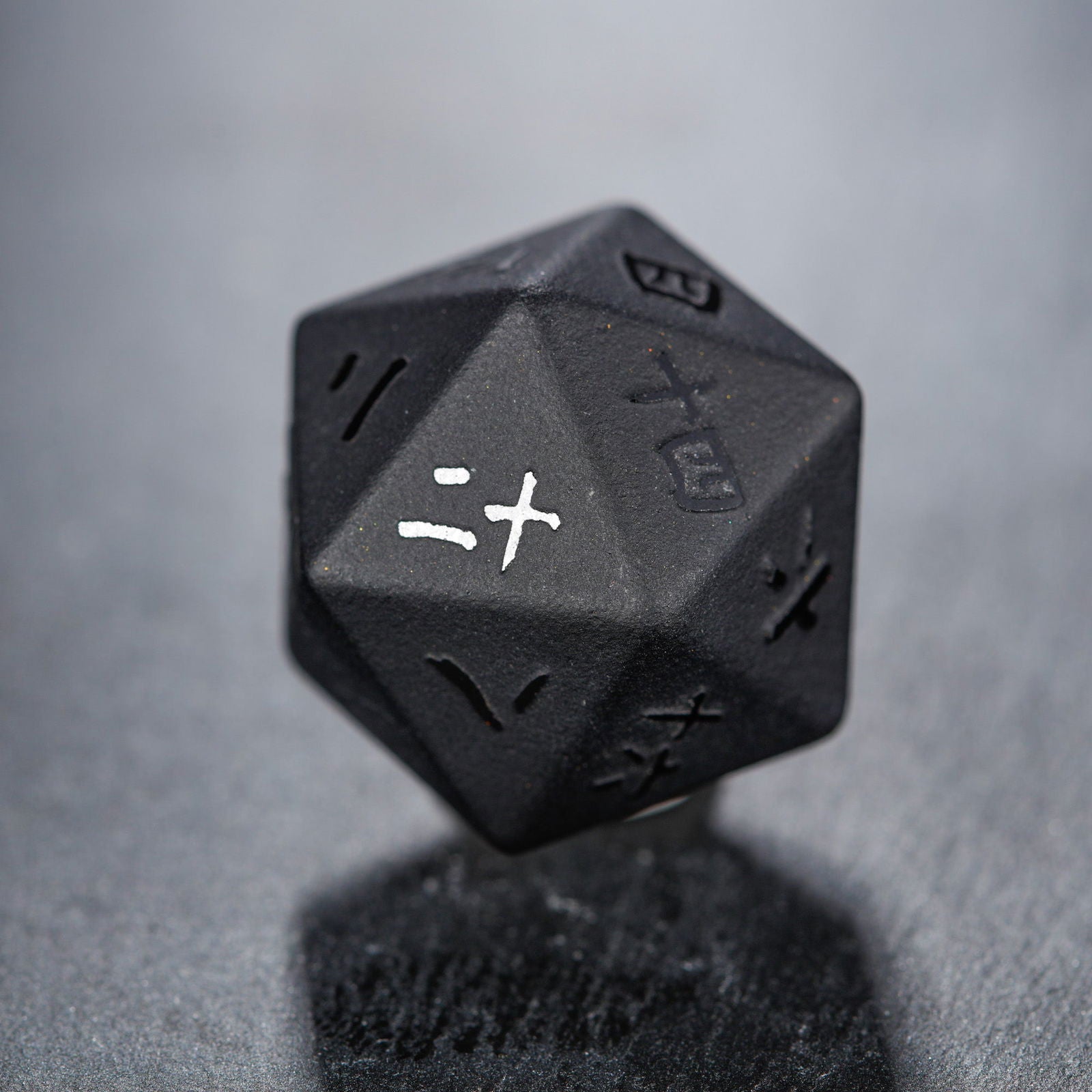 Raised Obsidian Gemstone Kanji DnD D&D Dice Set - CrystalMaggie