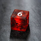 Raised Red Lightning Glass Phoenix DnD D&D Dice Set - CrystalMaggie