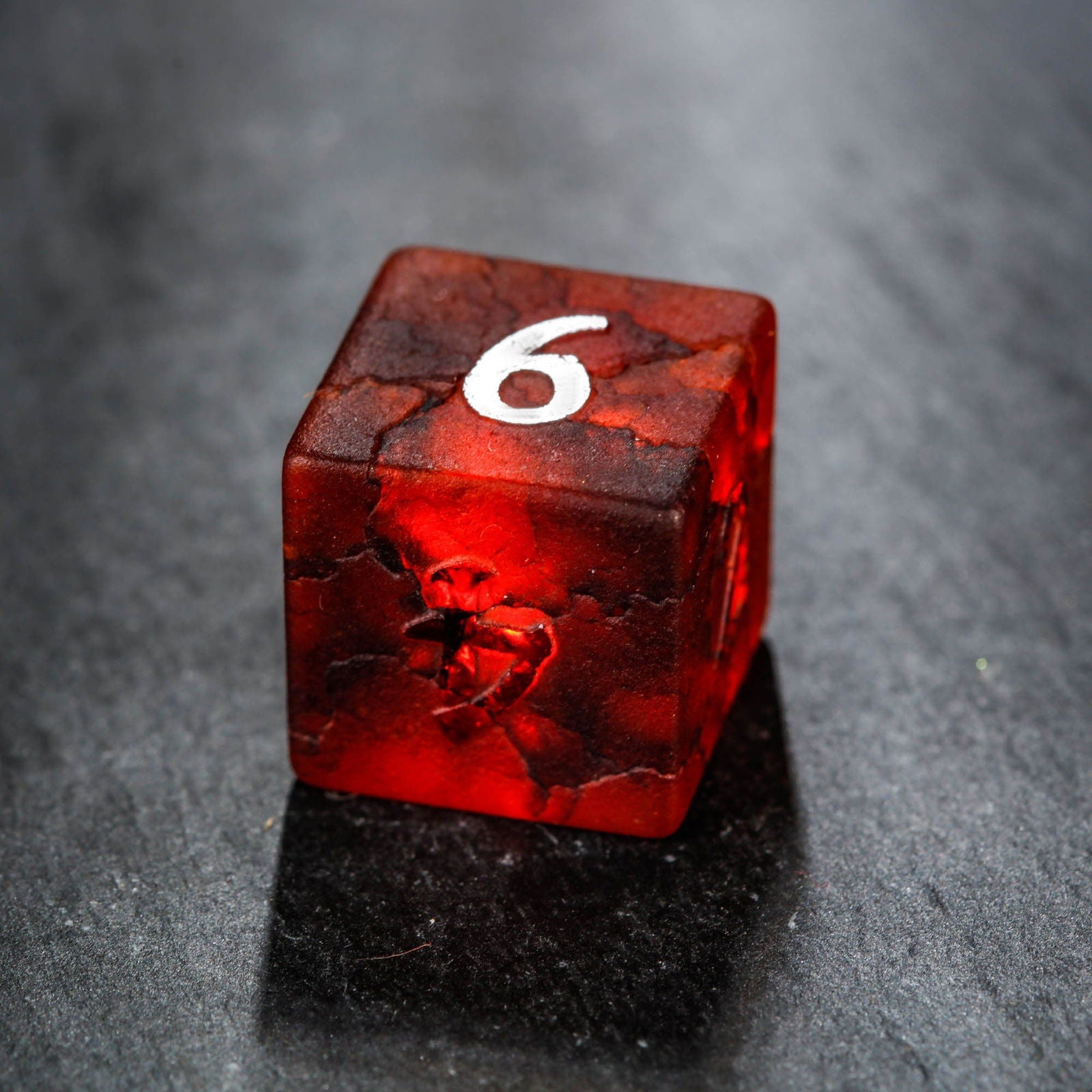 Raised Red Lightning Glass Phoenix DnD D&D Dice Set - CrystalMaggie