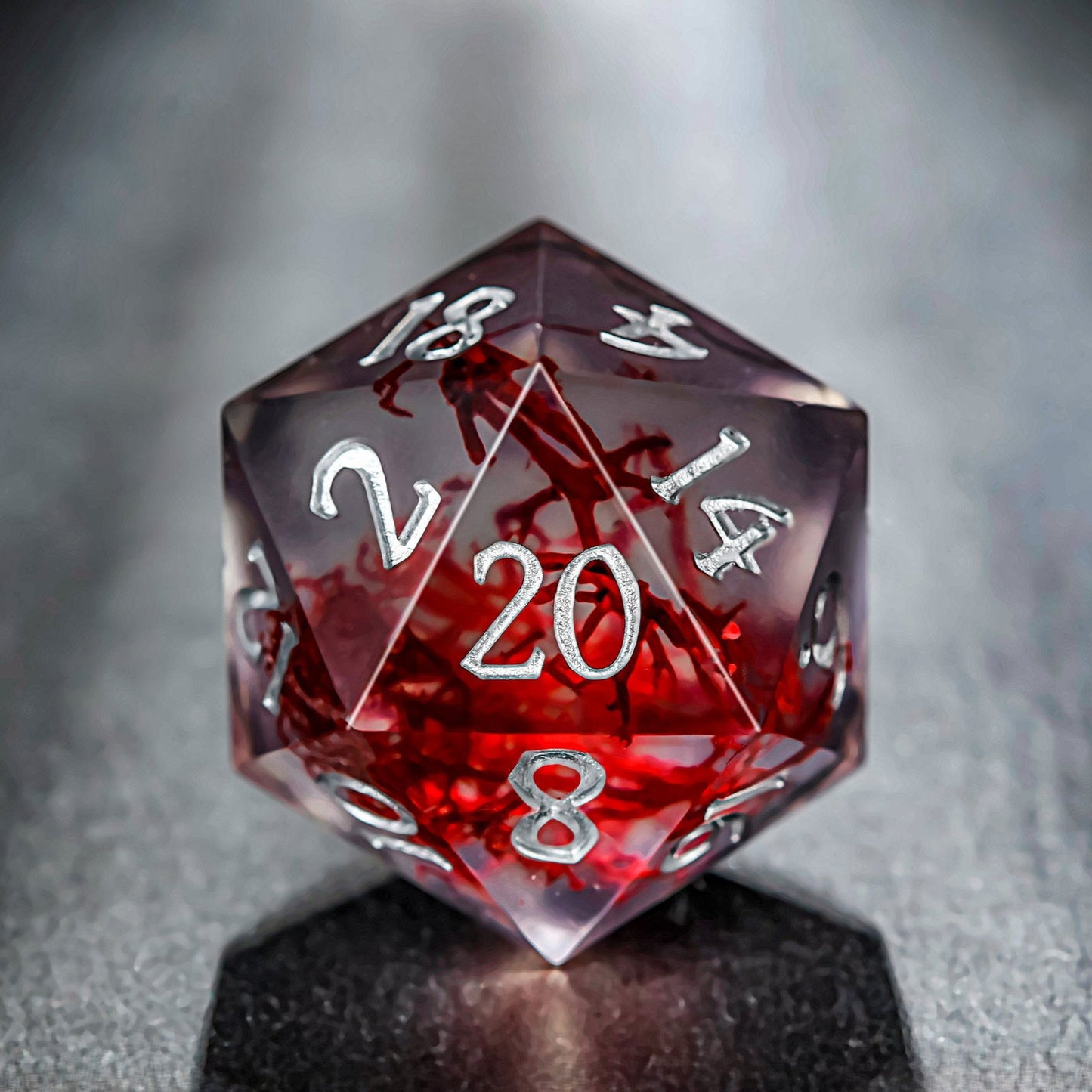 Red Coral Resin DnD D&D Dice Set - CrystalMaggie