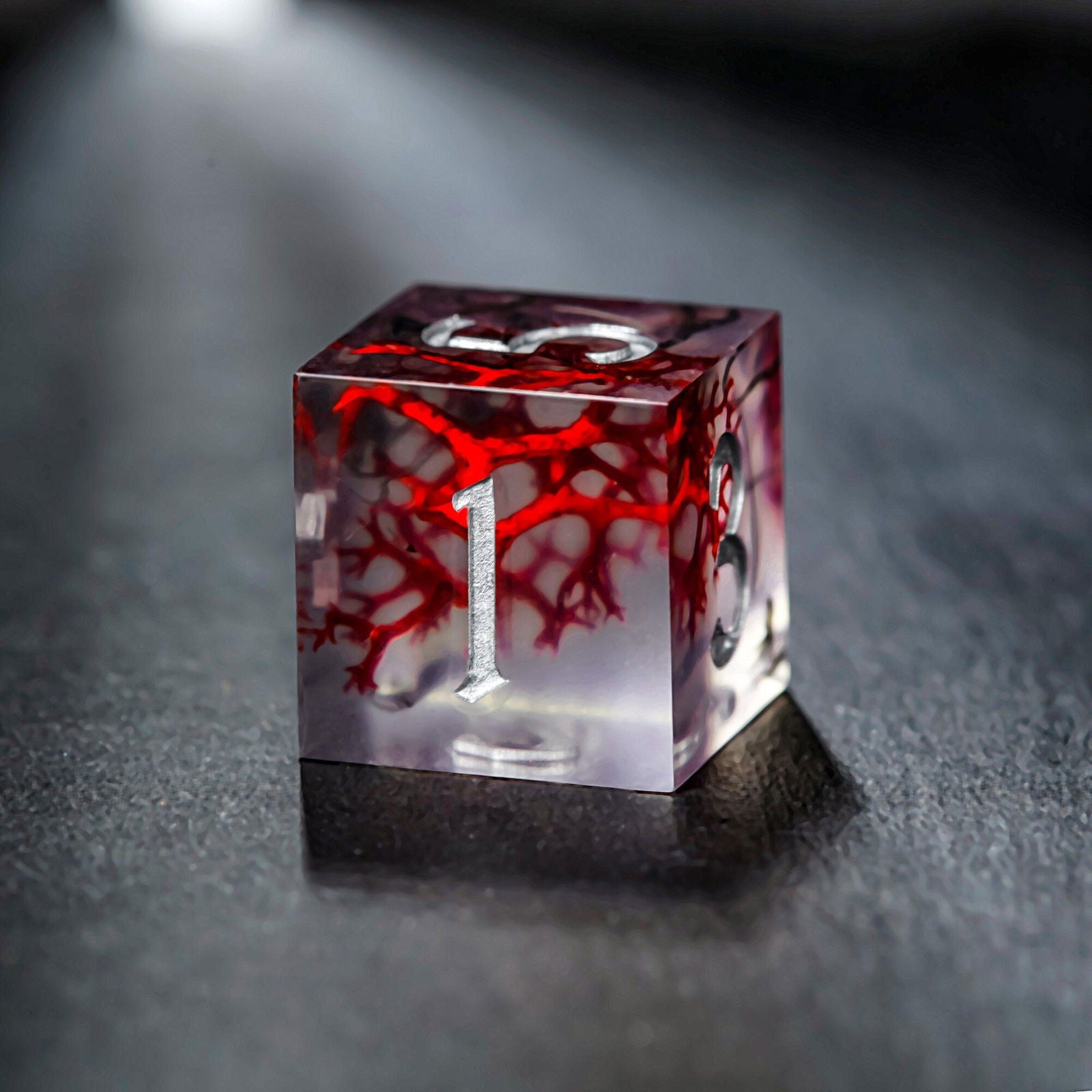 Red Coral Resin DnD D&D Dice Set - CrystalMaggie