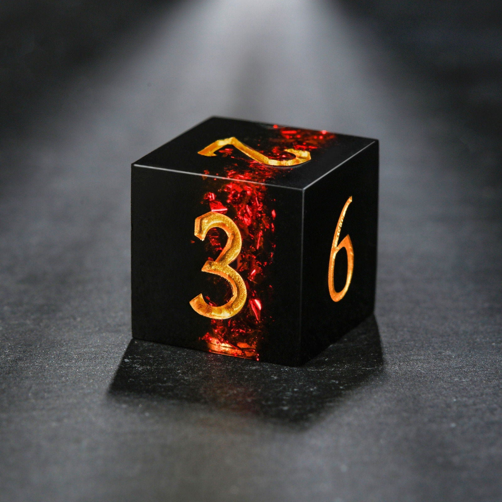 Red Tinsel Resin F Word DnD D&D Dice Set - CrystalMaggie