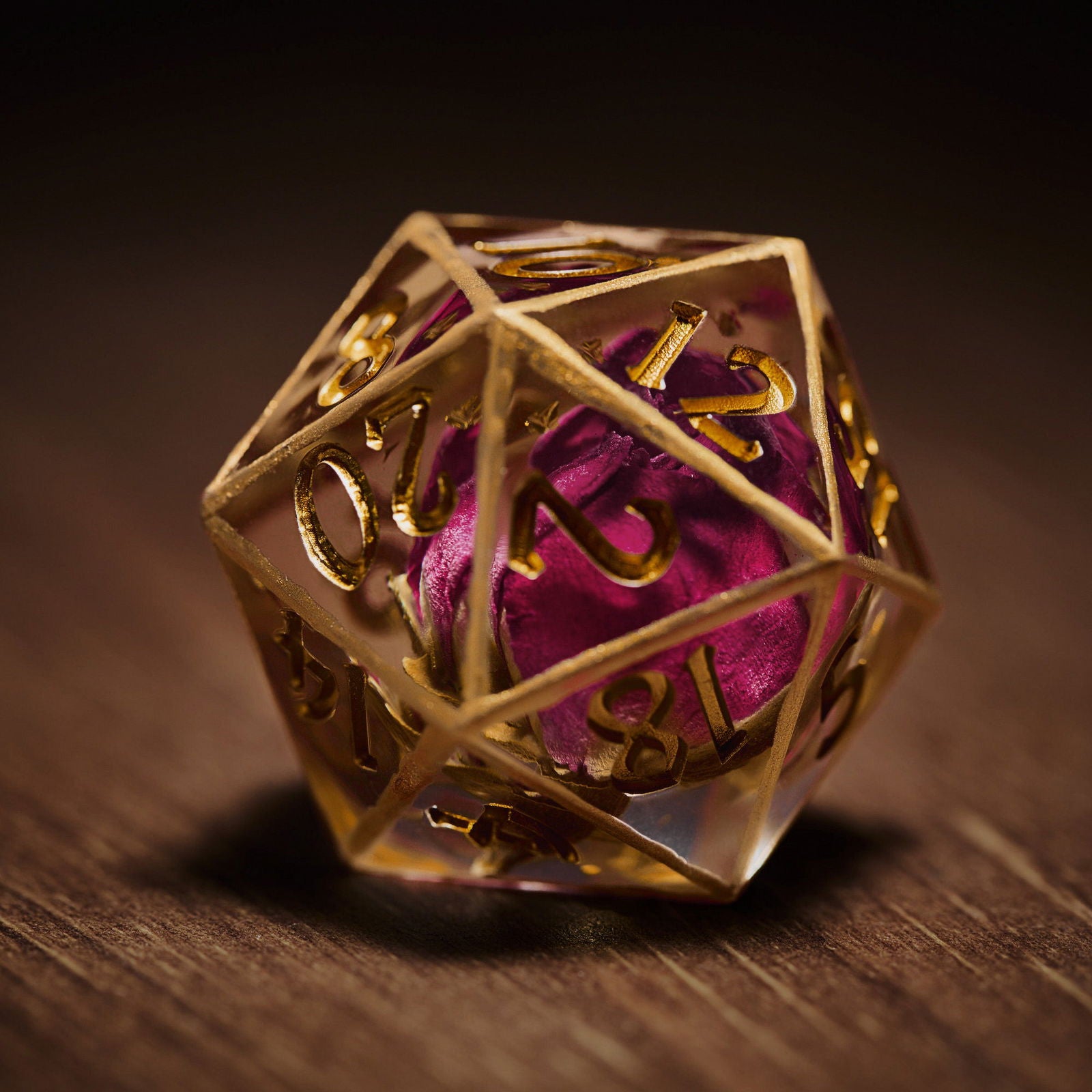 Rose Bud Glitter Resin DnD D&D Dice Set - CrystalMaggie