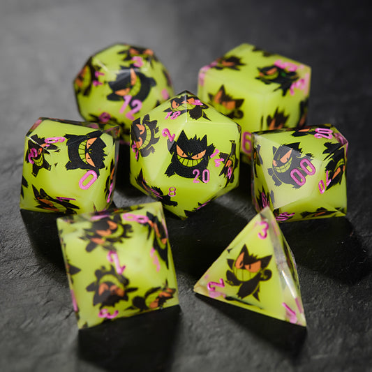 Pokemon Gengar Green Resin DnD D&D Dice Set