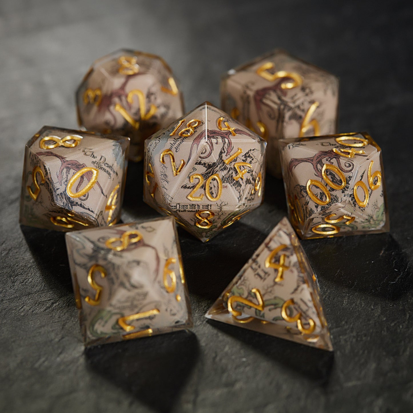 Flying Dragon Map Resin DnD D&D Dice Set