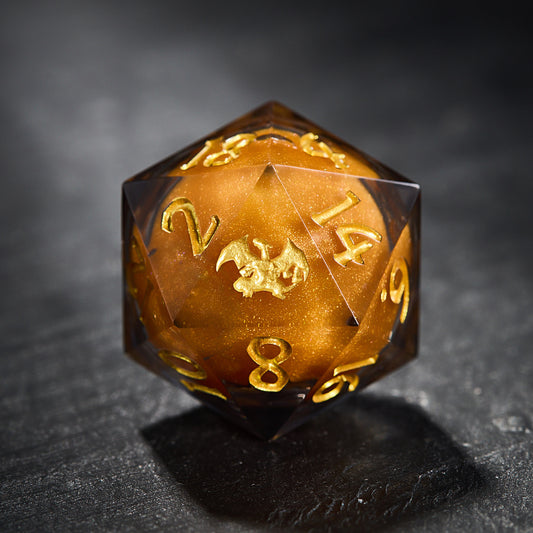 Orange Sand Liquid Core Resin Pokemon Charizard DnD D&D Dice Set