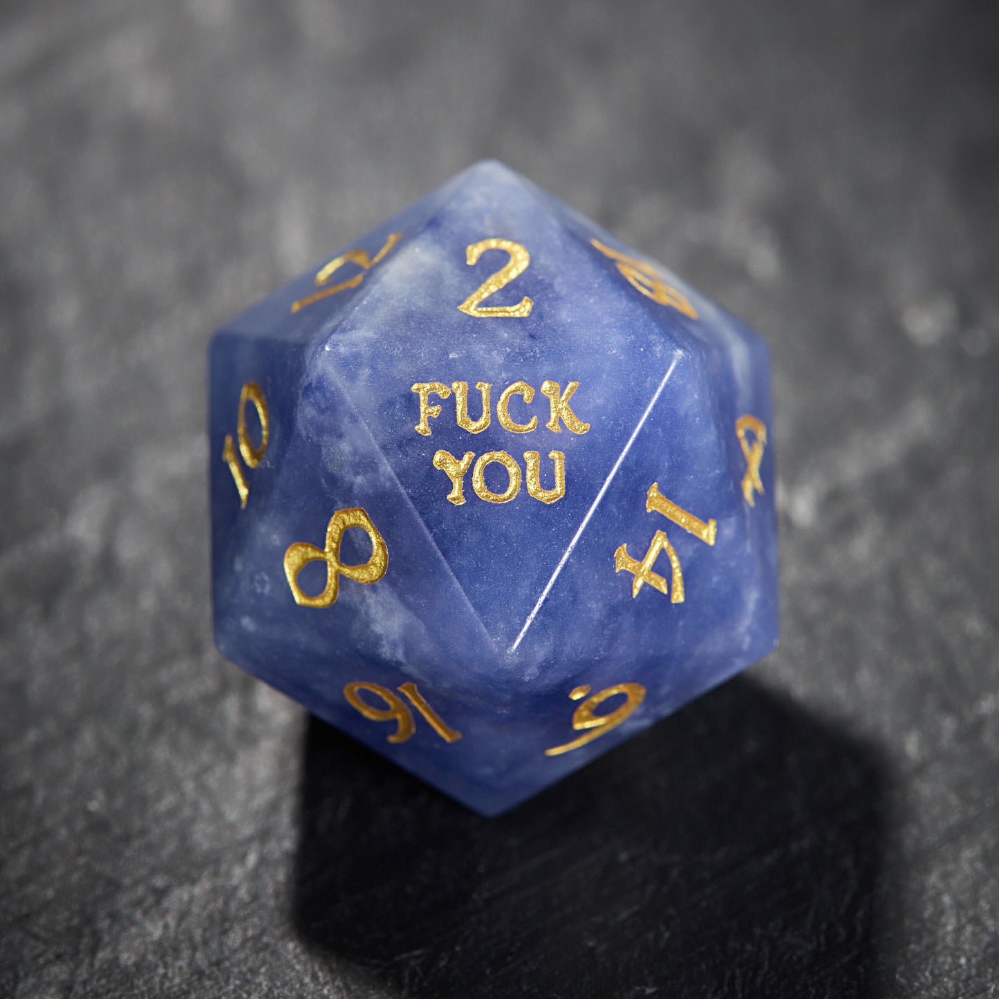 Blue Yooperlite UV Reactive Gemstone F Word DnD D&D Dice Set