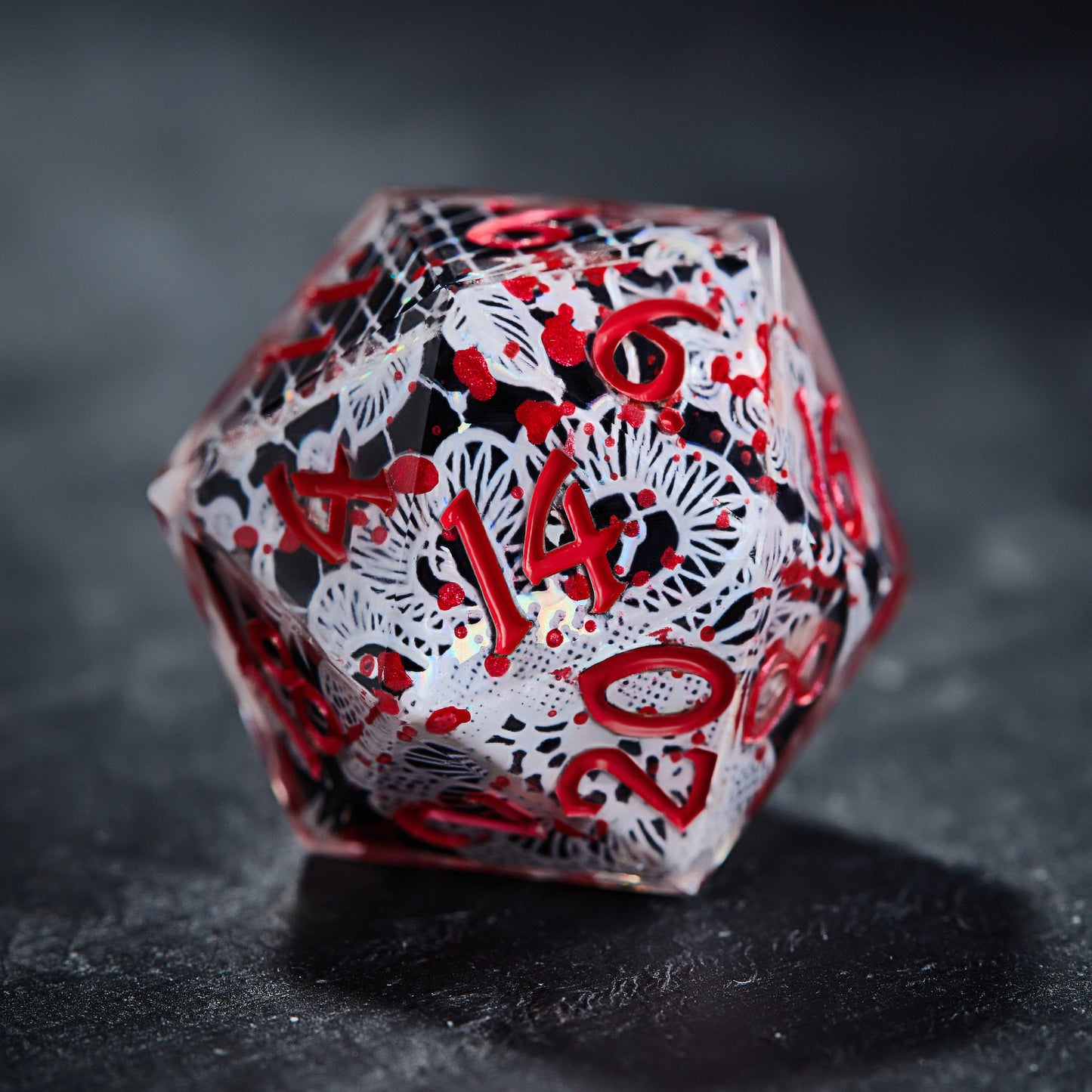 Bloody Lace Black Resin DnD D&D Dice Set