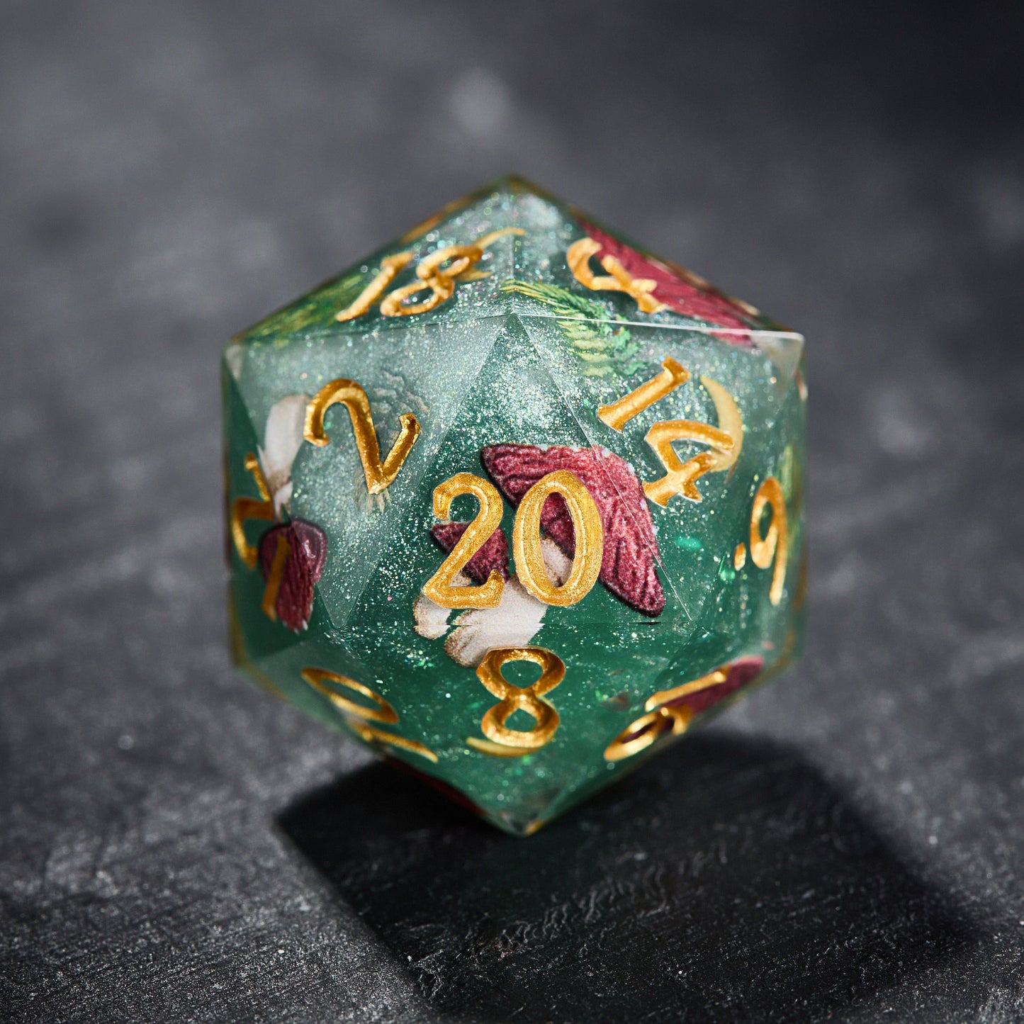 Mushroom Elf Green Resin DnD D&D Dice Set